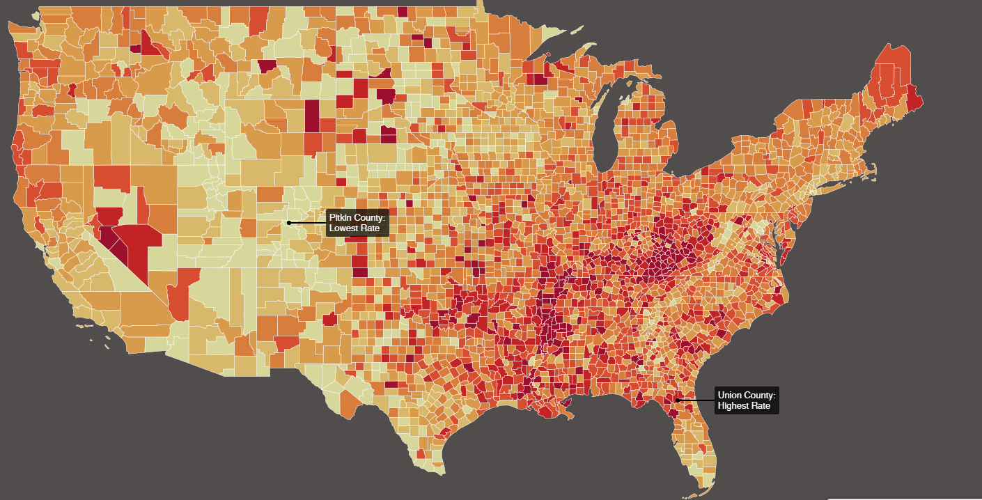 Cancer Mortality Rates by County